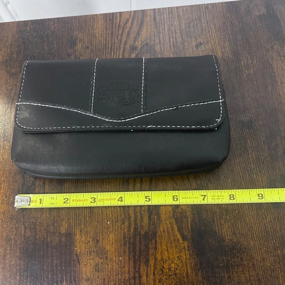 Huntington Ridge Black Faux Leather 4 Piece Wallet Clutch Checkbook Set Crest